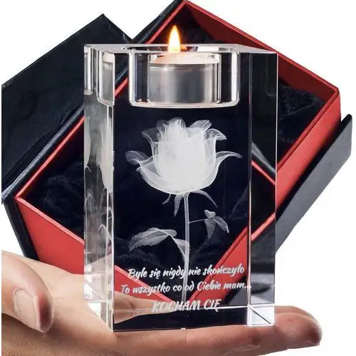 RÓŻA 3D Kwiat Miłości personalizowany świecznik • GRAWER 3D
