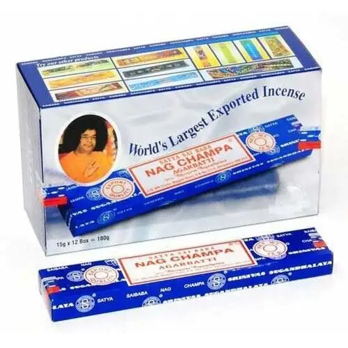 INDYJSKIE KADZIDEŁKA PYŁKOWE SATYA SAI BABA NAG CHAMPA 12 op x 15g