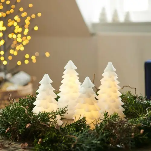 Oświetlenie dekoracyjne led carla, białe drzewko woskowe 16cm Sirius