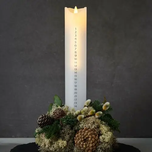 świeca led sara calendar, biały/srebrny, wysokość 29 cm Sirius