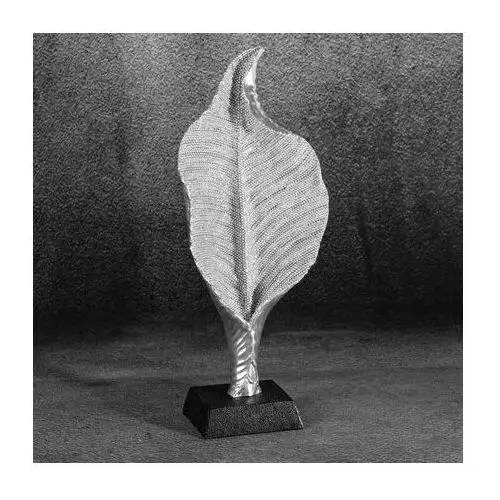 Skrzydłokwiat - figurka dekoracyjna ELDO o drobnym strukturalnym wzorze, srebrna 14 x 8 x 34 cm srebrny
