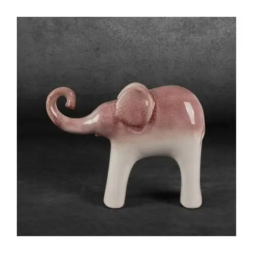 Słoń - figurka ceramiczna EVITA z efektem ombre 29 x 8 x 24 cm kremowy,różowy
