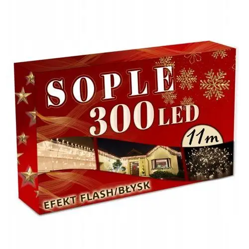 Sople 300 Led 11M Zewnętrzne Lampki Kurtyna +flash