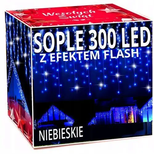 Sople 300 Led Lampki Zewnętrzne IP44 Stałe Flash Kurtyna Girlanda Grube