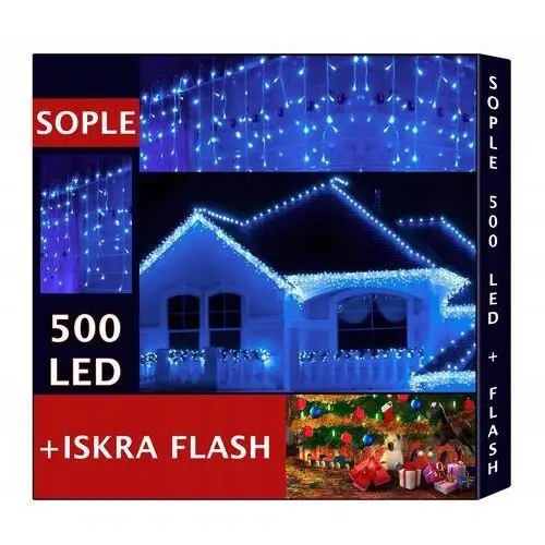 Sople 500 Led Lampki Zewnętrzne IP44 Stałe Flash Niebieski