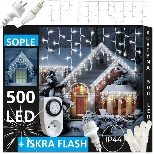 Sople 500 Led Lampki Zewnętrzne IP44 Stałe Flash Z Czujnikiem Zmiechu