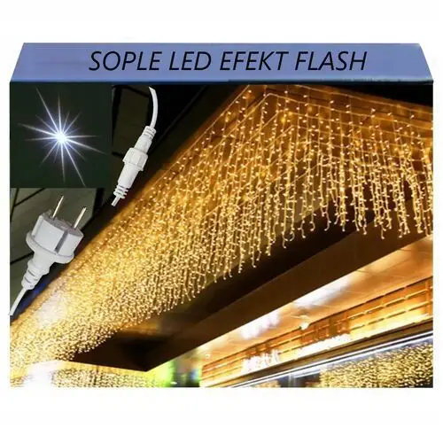 Sople 500LED Ciepły Biały Kurtyna Zewnętrzna Lampki Z Efektem Flash