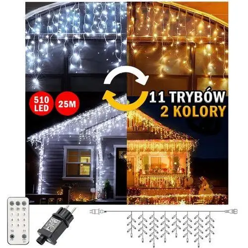 Sople 510 Led Kurtyna Lampki Zewnętrzne IP44 Flash Białe Zimne 25M 2