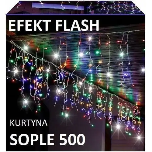 Sople Kurtyna 500 Led Lampki Ozdobne Multikolor Flash Iskra Sople 23m