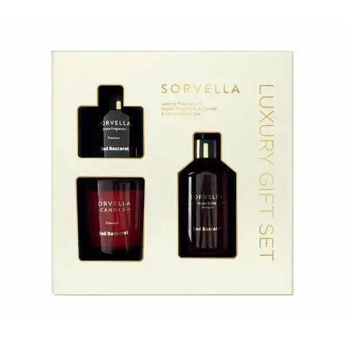 SORVELLA LUXURY GIFT SET RED BACCARAT SPRAY PATYCZKI ZAPACHOWE ŚWIECA