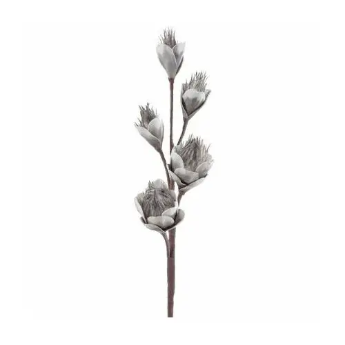 SREBRNIK sztuczny kwiat dekoracyjny z plastycznej pianki, gałązka dekoracyjna 74 cm srebrny