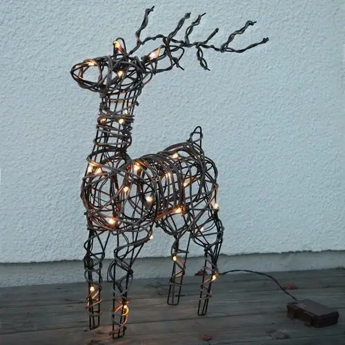 STAR TRADING Brązowy ratan - zewnętrzna dekoracja LED Deer