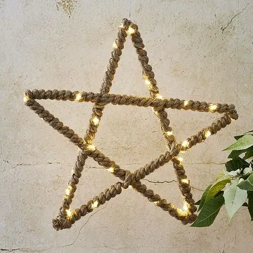 Star trading gwiazda dekoracyjna jutta, owinięta liną jutową