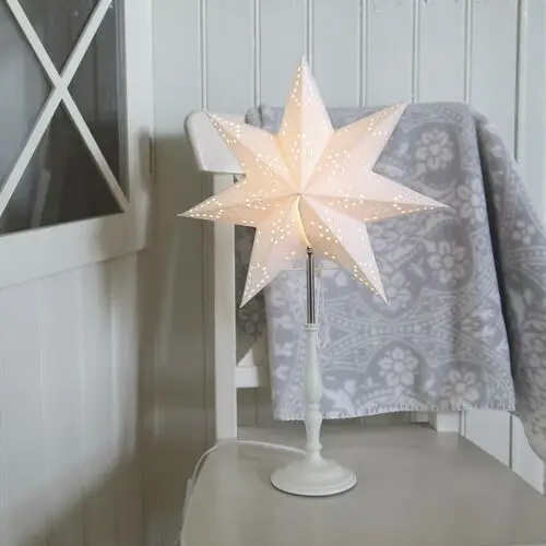 STAR TRADING Gwiazda stojąca Romantic drewniana podstawa, biała