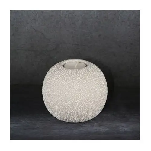 Świecznik ceramiczny RISO z efektem rosy ∅ 9 x 8 cm kremowy