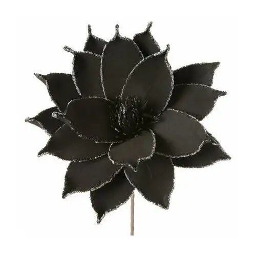SZTUCZNY KWIAT dekoracyjny z plastycznej pianki z płatkami obrzeżonymi brokatem ∅ 38 x 78 cm czarny