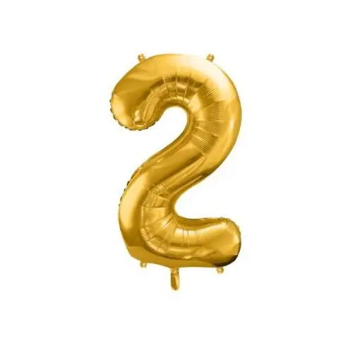 Balon foliowy metalizowany cyfra "2", 86 cm, złoty