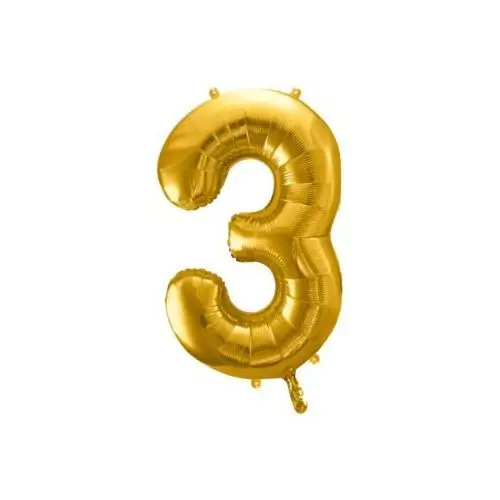 Balon foliowy metalizowany cyfra "3", 86 cm, złoty, #A1223^d