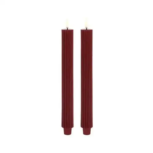 Uyuni - Świeca Stożkowa LED Grooved 2-pack 3,2x25,5 cm Wine Czerwony/Smooth Ligh, UL-TA-WRG03225-2