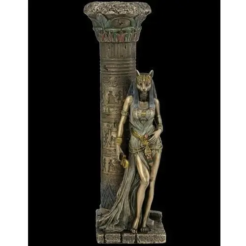 Egipska bogini bastet oparta o kolumnę - świecznik (wu76698a4) Veronese