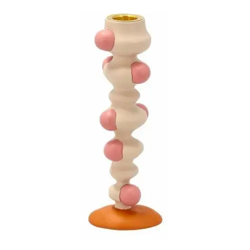 Villa collection świecznik styles kropki 18 cm offwhite-pink