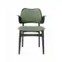 Warm nordic gesture krzesło, tapicerowane siedzisko i oparcie tkanina canwazon 926 sage green, czarny lakierowany stojak,oparcie tapicerowane Sklep on-line