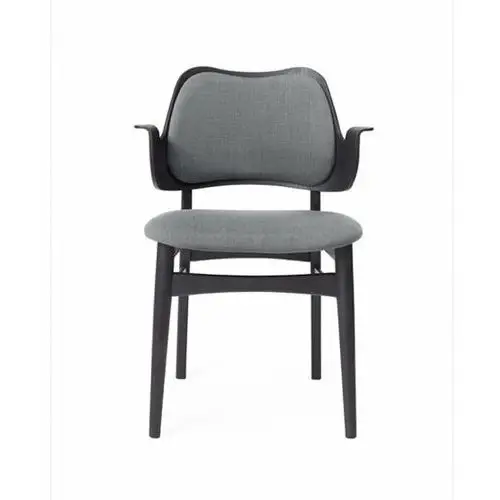 Warm Nordic Gesture krzesło, tapicerowane siedzisko i oparcie tkanina canwazon 134 grey melange,czarny lakierowany stojak