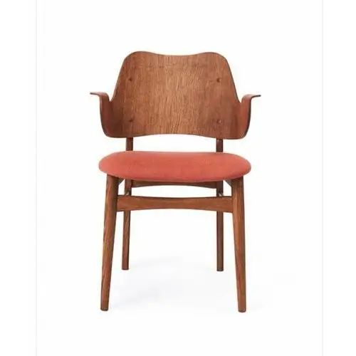Gesture krzesło, tapicerowane siedzisko tkanina canwazon 566 peachy pink, stojak z dębu tekowego olejowanego, tapicerowane siedzisko Warm nordic