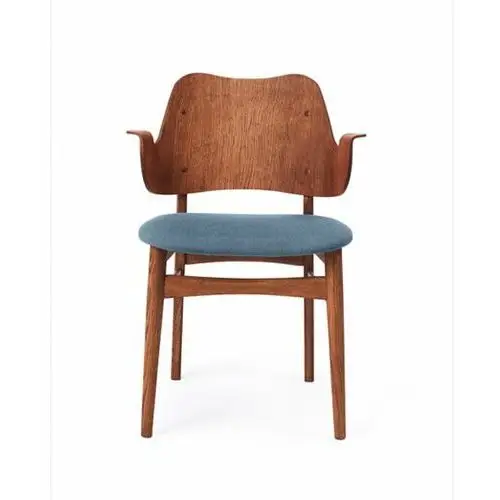 Gesture krzesło, tapicerowane siedzisko tkanina canwazon 734 denim, stojak z dębu tekowego olejowanego,tapicerowane siedzisko Warm nordic