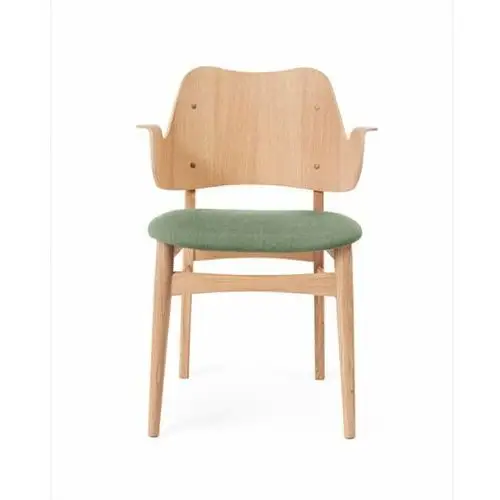 Warm Nordic Gesture krzesło, tapicerowane siedzisko tkanina canwazon 926 sage green,podstawa z dębu olejowanego na biało, siedzisko tapicerowane