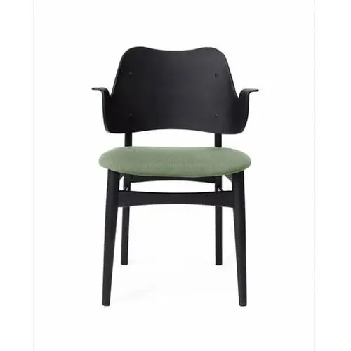 Warm Nordic Gesture krzesło, tapicerowane siedzisko tkanina canwazon 926 sage green, czarny lakierowany stojak drewno bukowe,tapicerowane siedzisko