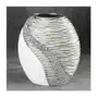 Wazon ceramiczny ADONA zdobiony wytłaczanym wzorem oraz lśniącymi kryształkami 23 x 12 x 25 cm biały,srebrny Sklep on-line