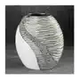 Wazon ceramiczny ADONA zdobiony wytłaczanym wzorem oraz lśniącymi kryształkami 18 x 10 x 20 cm biały,srebrny Sklep on-line