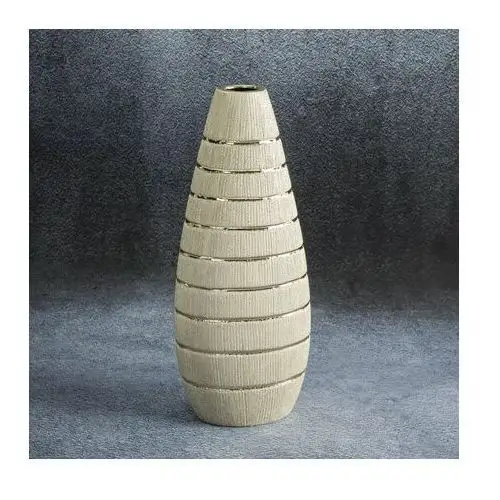 Wazon ceramiczny MELINDA o łączonych fakturach z wytłaczanym wzorem, nowoczesny ∅ 18 x 38 cm szampański