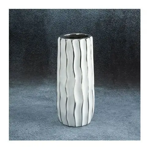 Wazon ceramiczny SAVANA przecierany biało-srebrny ∅ 13 x 30 cm biały,srebrny