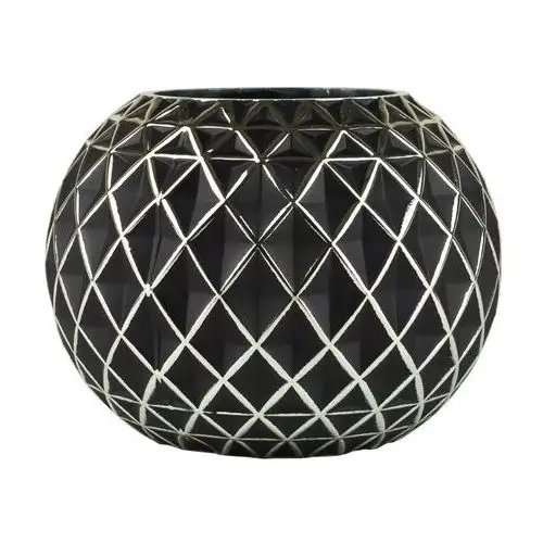Wazon szklany kula czarno-srebrny 22x16 cm