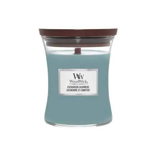 Woodwick świeca średnia evergreen cashmere