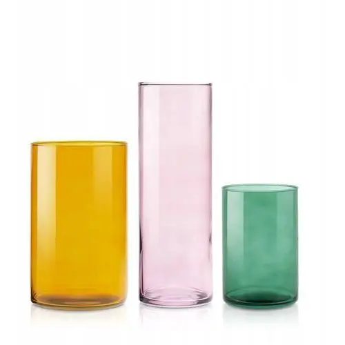 Zestaw 3 wazonów szklanych kolorowych transparent kolekcja Bloom