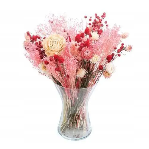 Zestaw suszonych kwiatów do wazonu Red len, phalaris, broom bloom, bukiet