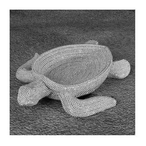Żółw - figurka dekoracyjna ELDO o drobnym strukturalnym wzorze, srebrna 20 x 9 x 6 cm srebrny