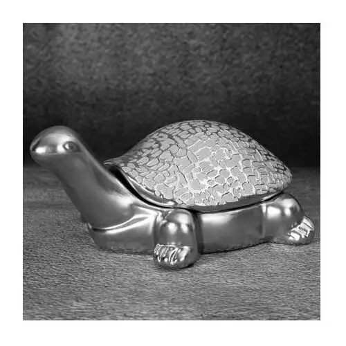 Żółw puzderko - figurka ceramiczna RISO z drobnym wzorem 20 x 14 x 9 cm srebrny