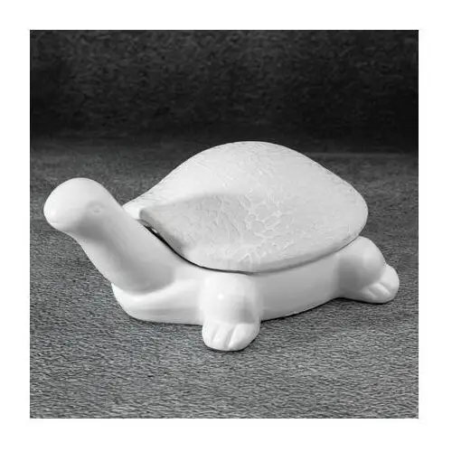 Żółw puzderko - figurka ceramiczna RISO z drobnym wzorem 20 x 14 x 9 cm biały
