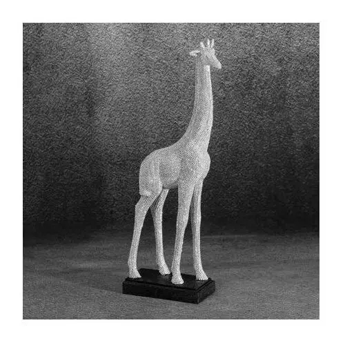 Żyrafa- figurka dekoracyjna ELDO o drobnym strukturalnym wzorze 13 x 6 x 34 cm srebrny