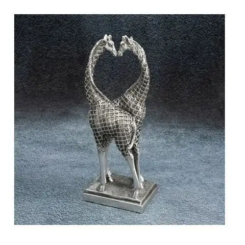 Żyrafa - figurka dekoracyjna EVAN o drobnym wytłaczanym wzorze kratki 8 x 11 x 28 cm stalowy,srebrny