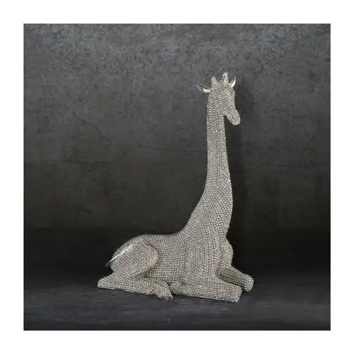 Żyrafa- figurka dekoracyjna o drobnym strukturalnym wzorze 15 x 8 x 21 cm srebrny